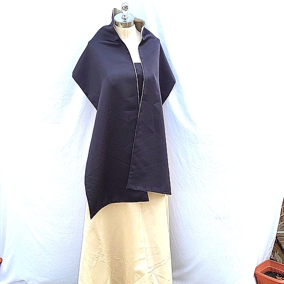 Ladies strapless evening gown, black top, gold/taupe bottom, sateen, wrap, sz 10 - Picture 2 of 14